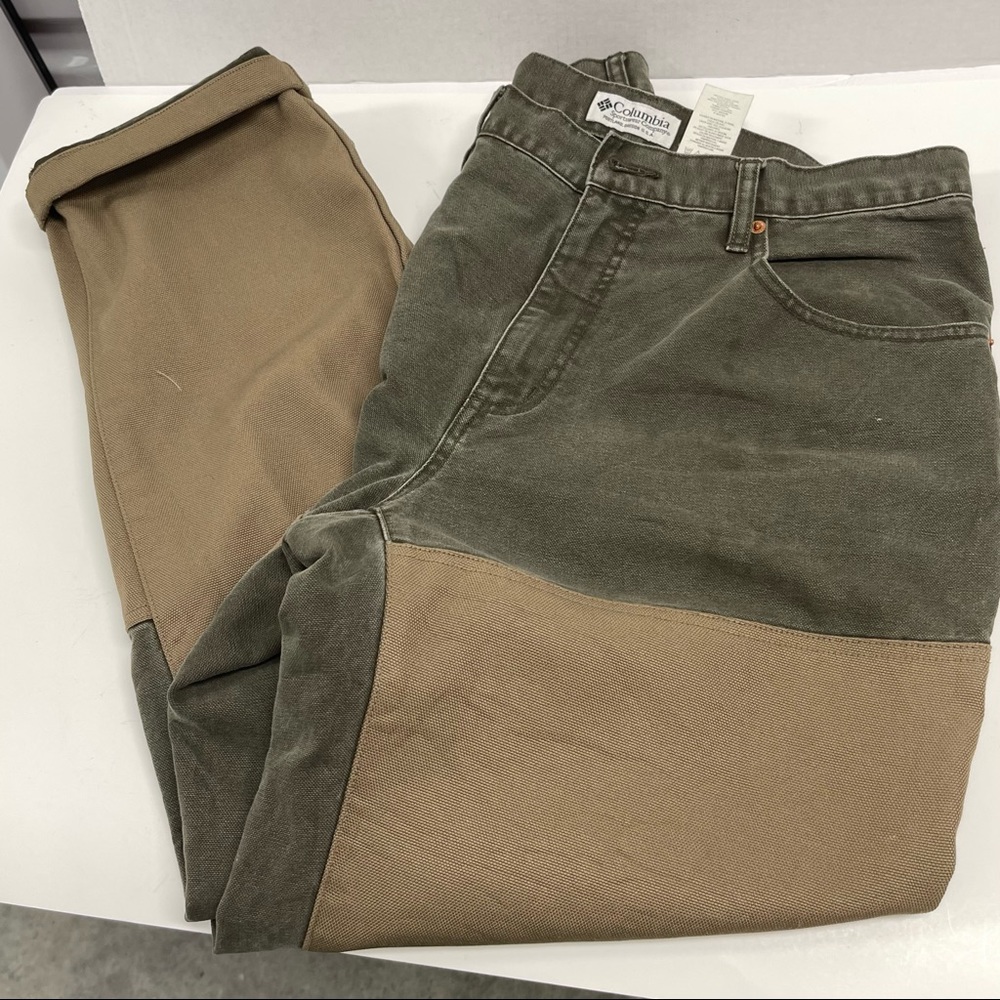 Men’s Columbia Double Leg Knee Canvas Work Pant Tan Brown 34x32 HM8015 Used